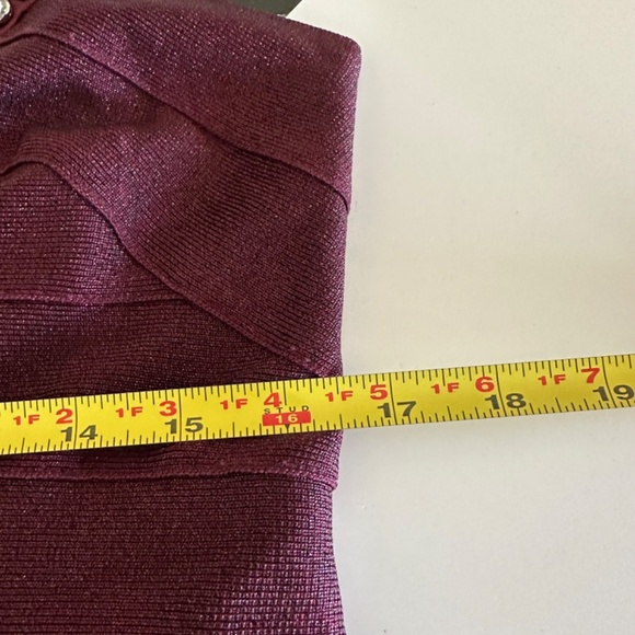 NEW Carmen Marc Valvo | Metallic Beaded Jewels BANDAGE Dress | Burgundy | Neiman - Picture 12 of 15